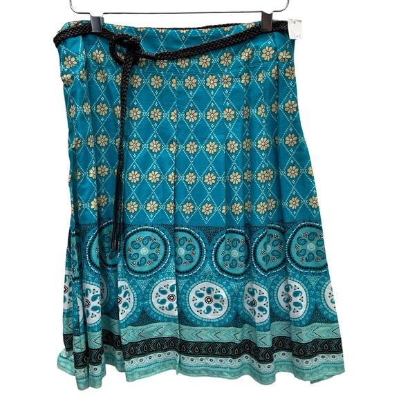 Kim Rogers Signature Blue Plaid Pleated Skirt With Belt Size Medium - Picture 1 of 8